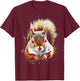 Squirrel Animal Graphic Painting Art Squirrel T-Shirt - T-Shirt | Maroon