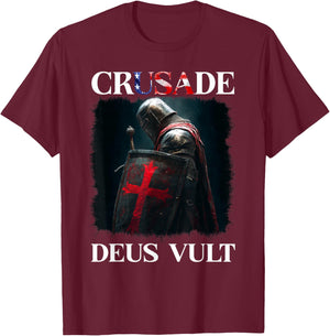 Epic Templar Knight Deus Vult T-Shirt - T-Shirt | Maroon