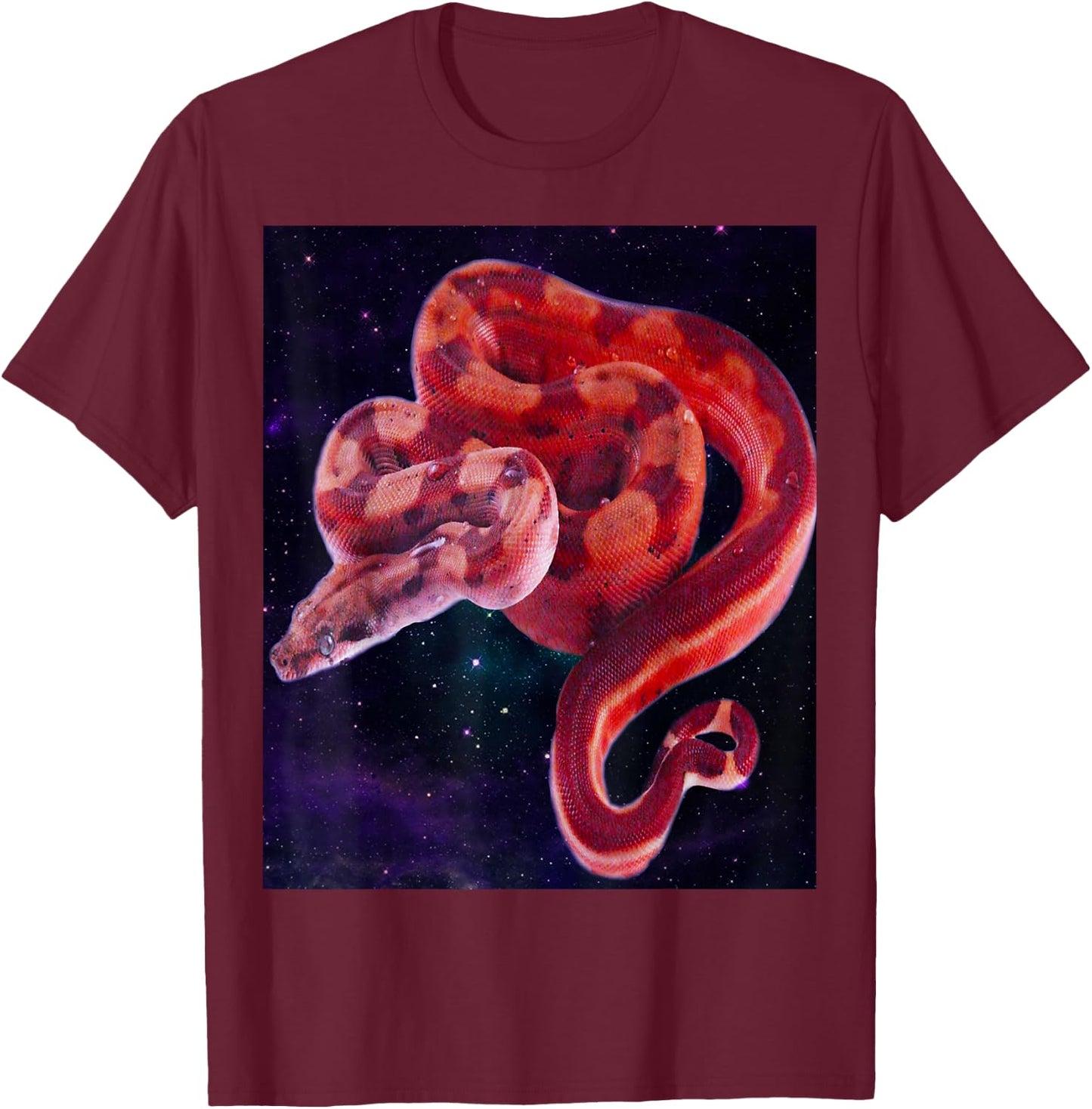 Space Boa Constrictor Snake T-Shirt - T-Shirt | Maroon