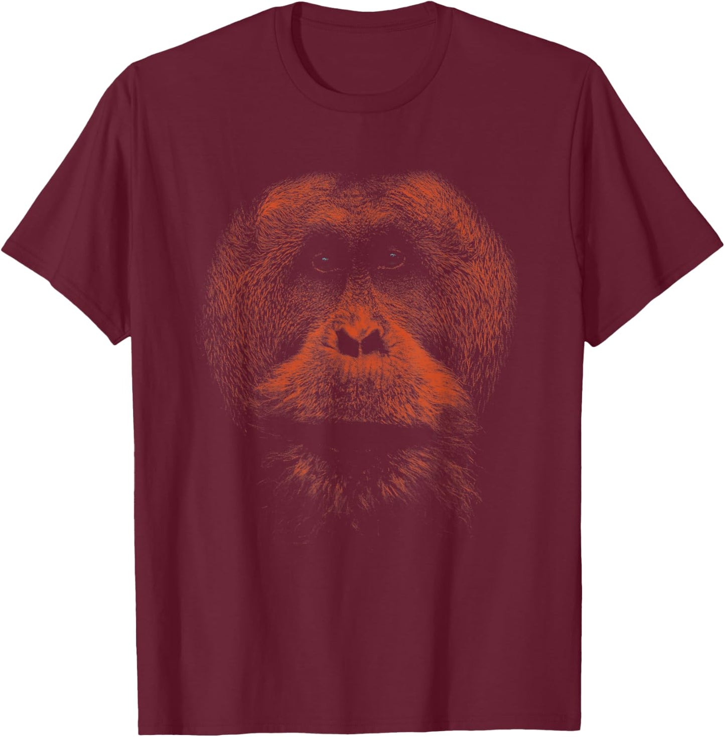 Orangutan Ape Animal Face Portrait T-Shirt - T-Shirt | Maroon