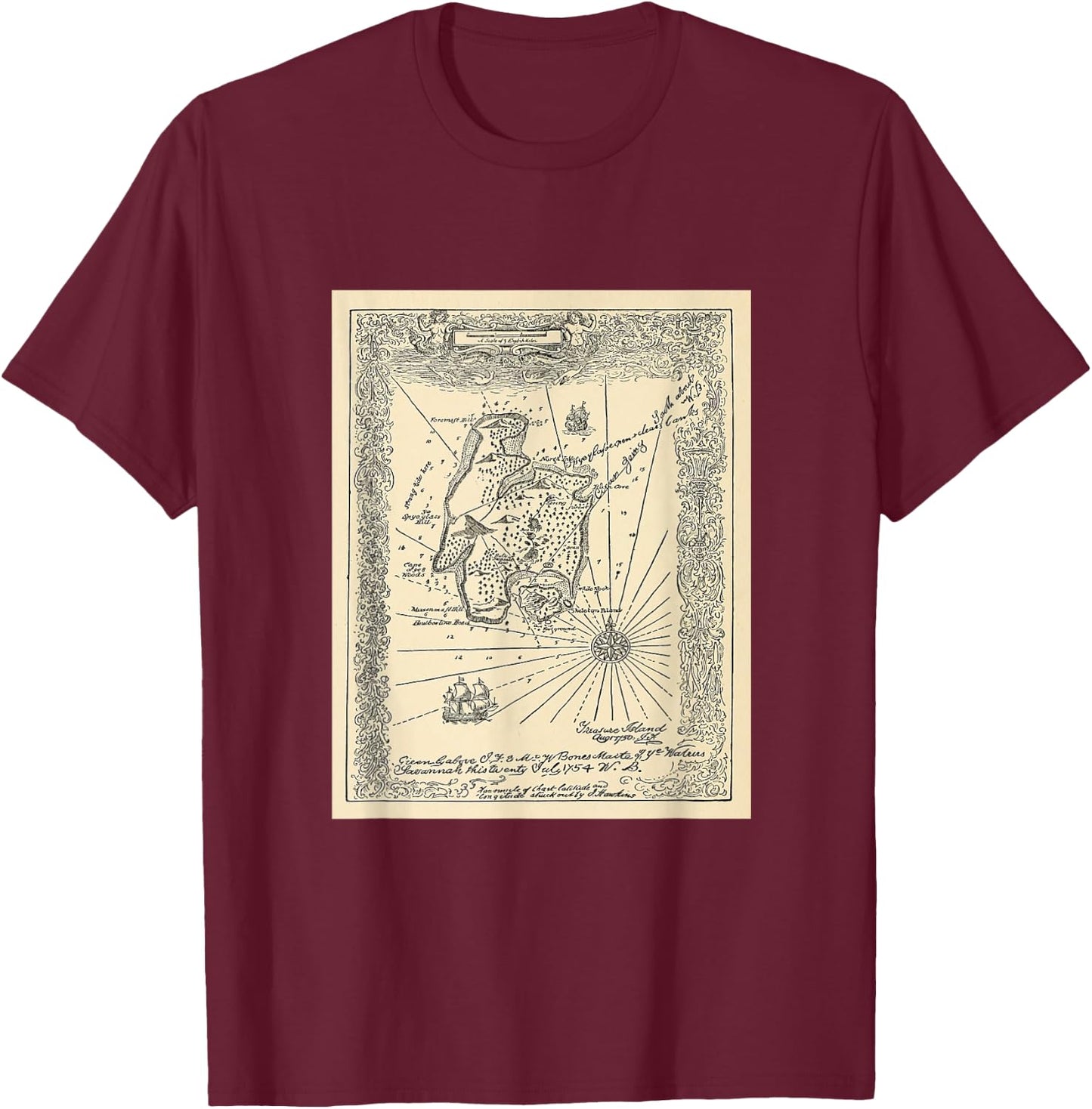 Treasure Island Map T Shirt T-Shirt - T-Shirt | Maroon