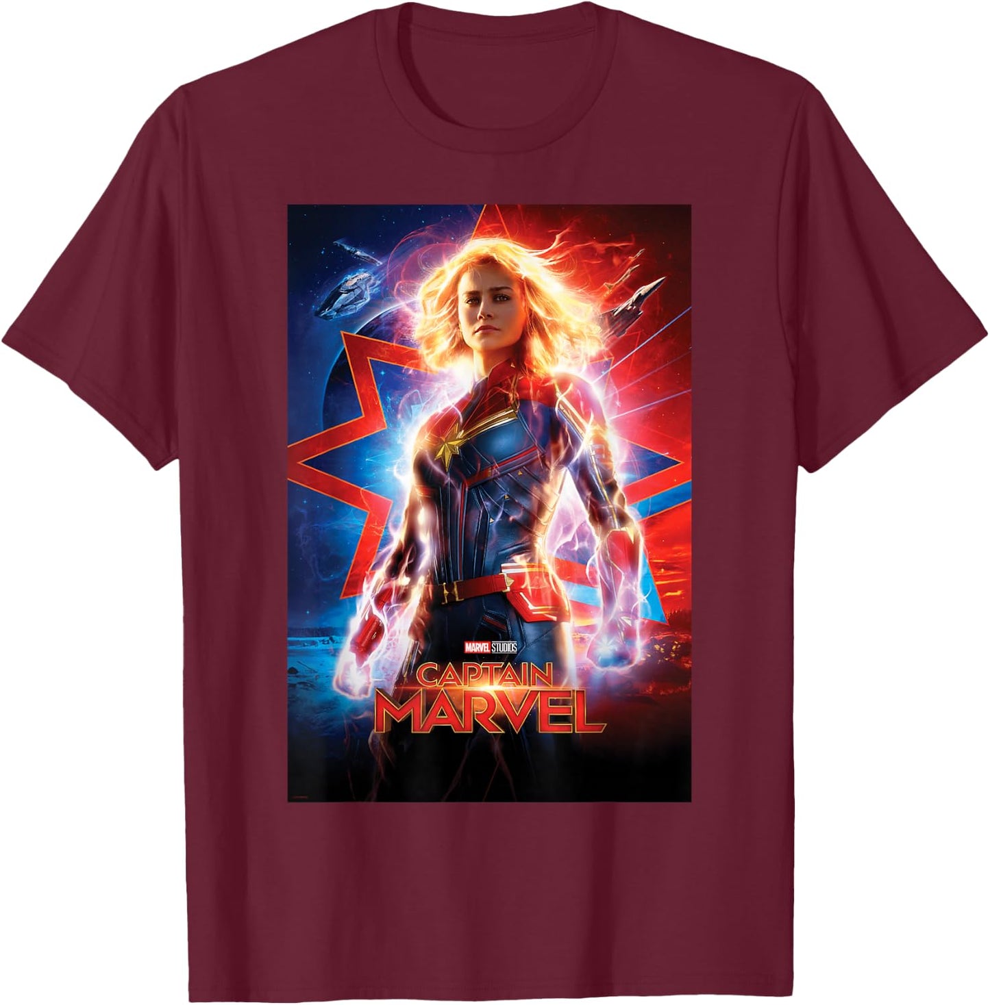 Marvel Captain Marvel Suited Up Poster T-Shirt - T-Shirt | Maroon