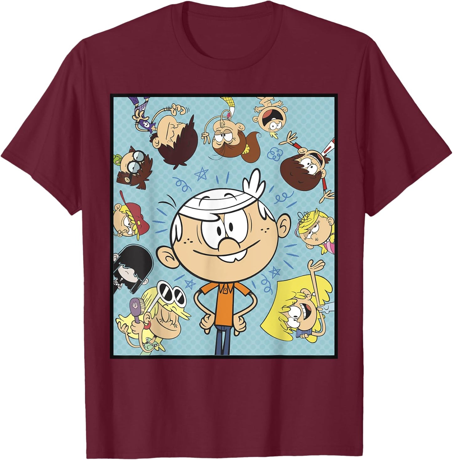 The Loud House Group Circle Portrait Poster T-Shirt - T-Shirt | Maroon
