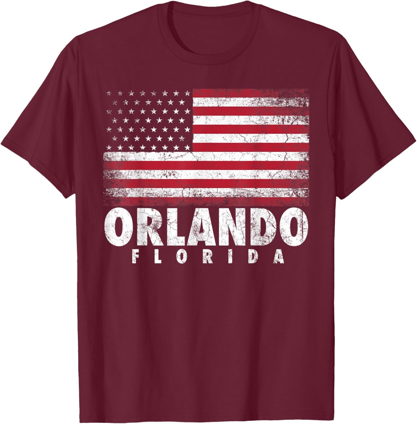 4th of July Gift Women Orlando Florida American Flag T-Shirt - T-Shirt | Maroon