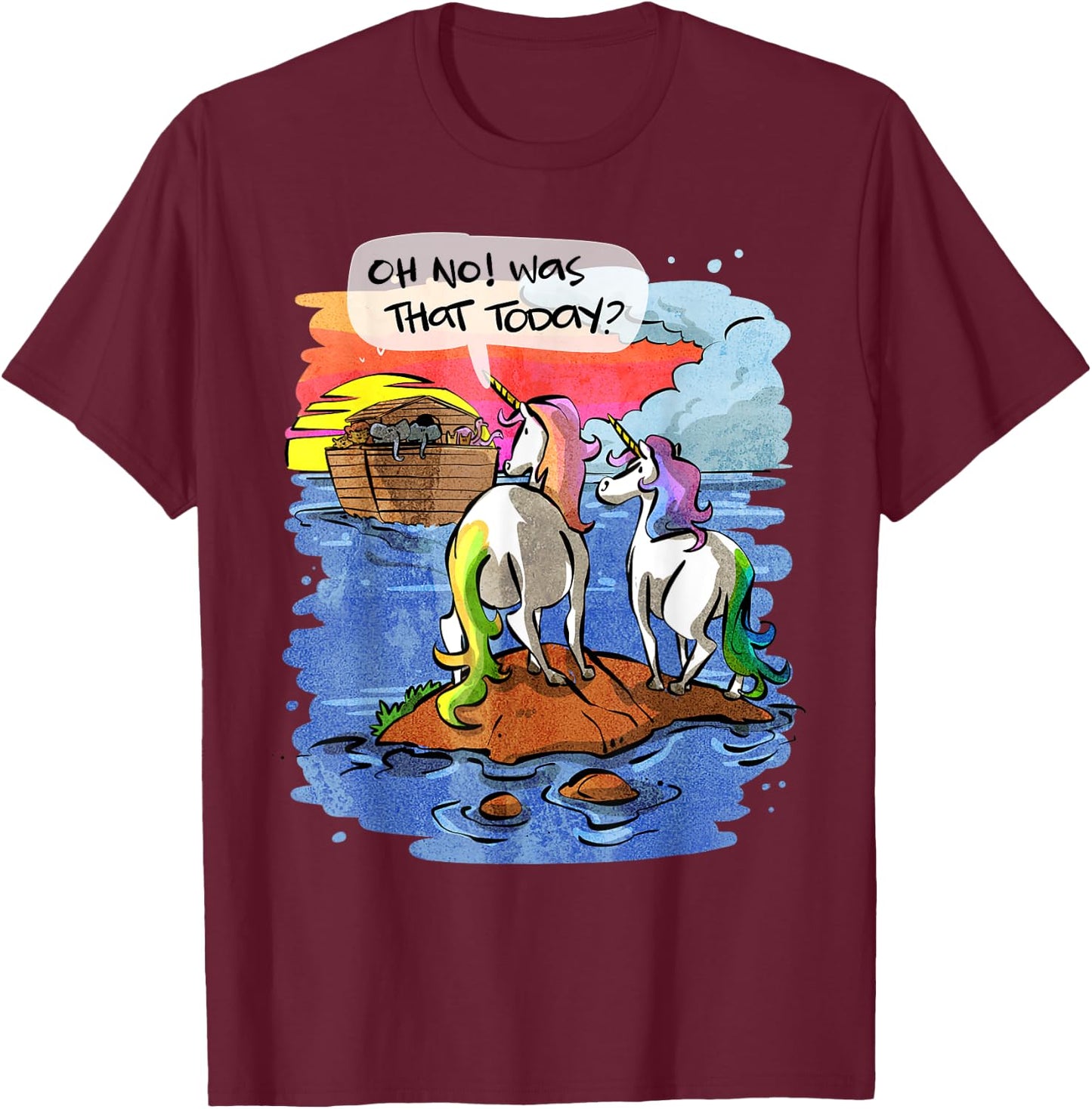 Noah Guy Unicorn Noahs Ark Gift Girls And Adults T-Shirt - T-Shirt | Maroon