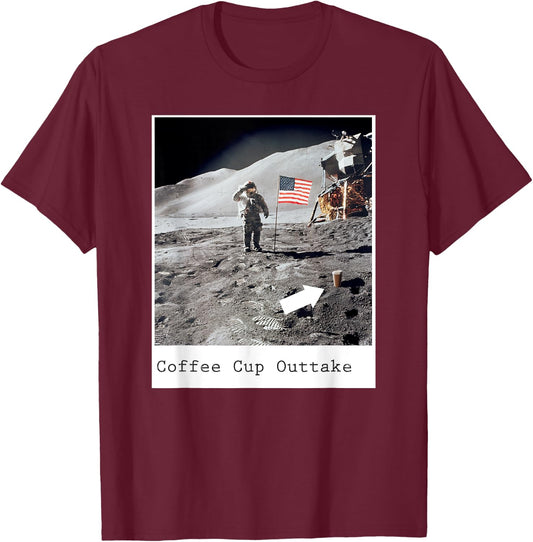 Fake Moon Landing Hoax Government Conspiracy Theory Gift T-Shirt - T-Shirt | Maroon