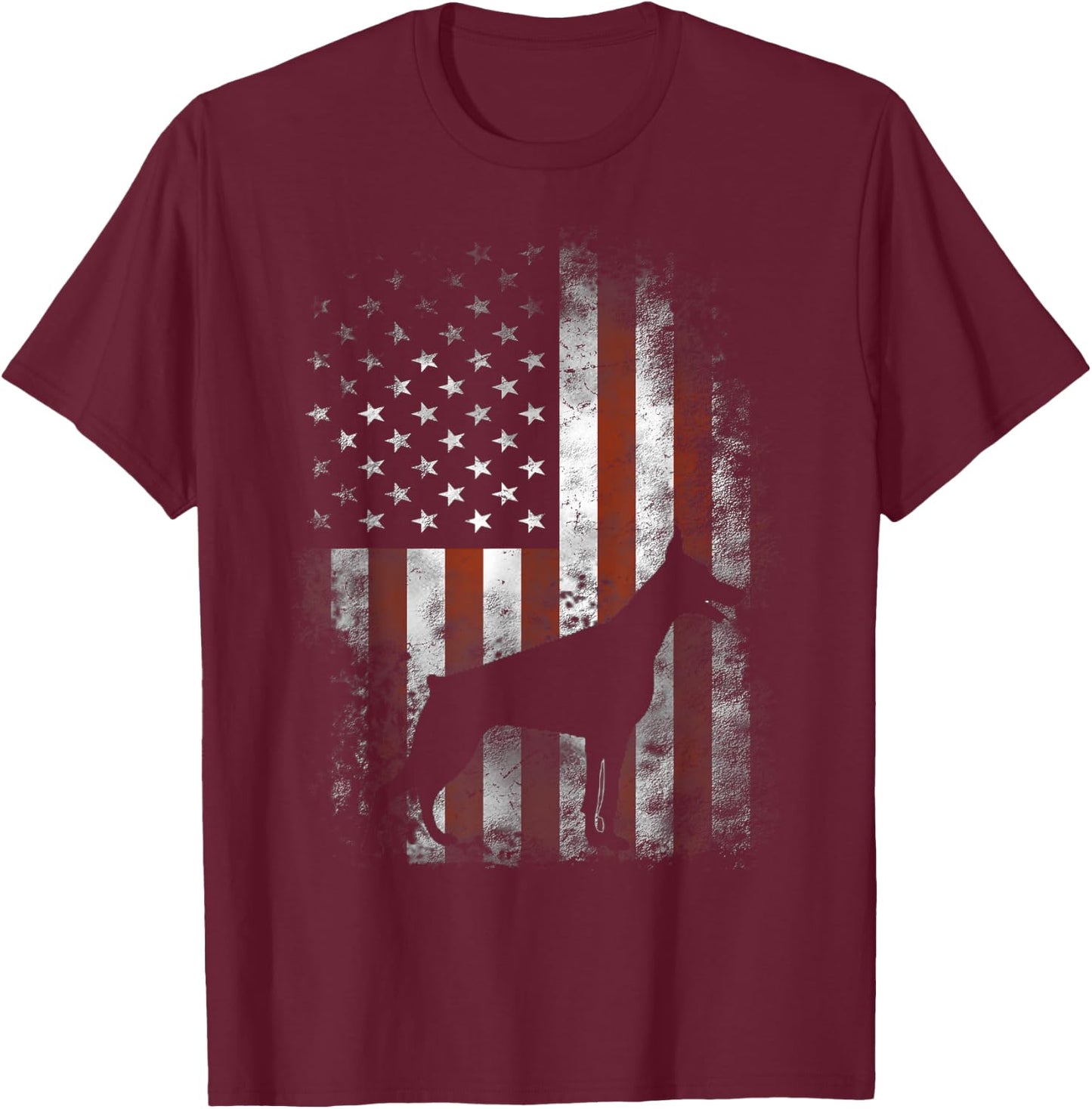 4th Of July Dog Shirt & Doberman Pinscher American Flag Patriotic Youth Boys Black Short Sleeve Classic Fit Small T-Shirt - T-Shirt | Maroon