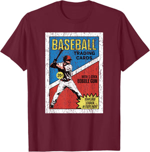 Retro Baseball Card Wrapper (Distressed) T-Shirt - T-Shirt | Maroon