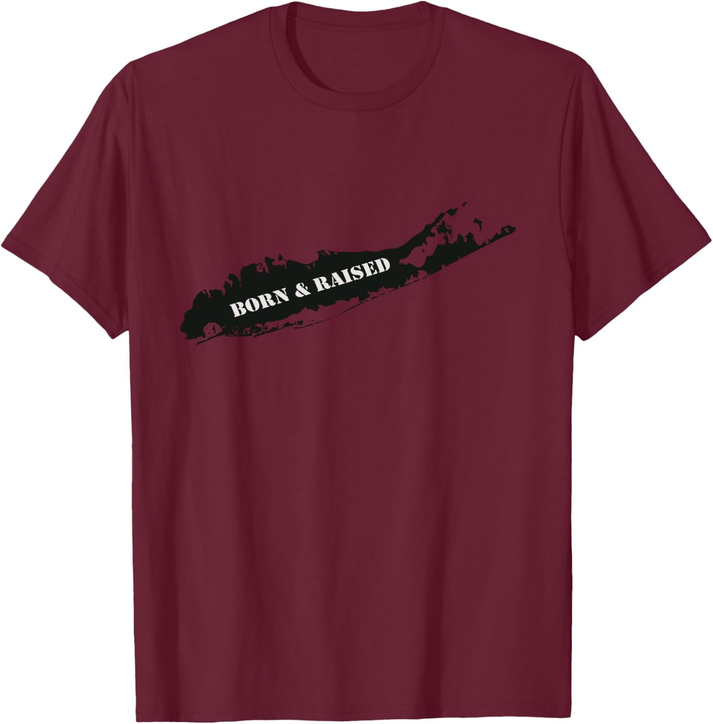 Born and Raised Long Island Home Map Long Sleeved T-Shirt - T-Shirt | Maroon