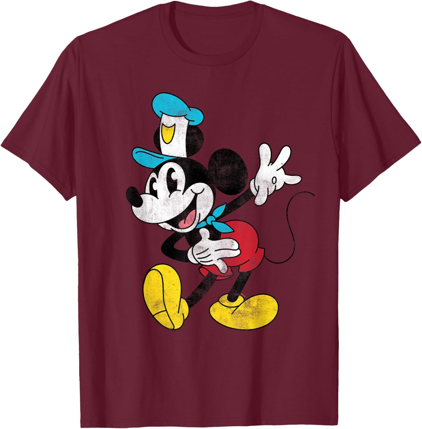 Disney Cruise Captain Mickey Mouse Distressed Retro Vintage T-Shirt - T-Shirt | Maroon