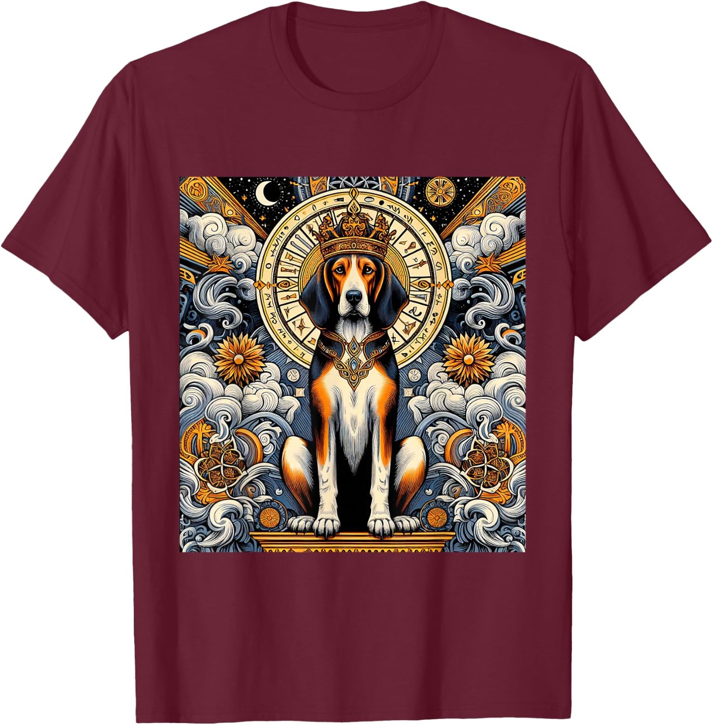 Treeing Walker Coonhound tarot card T-Shirt - T-Shirt | Maroon