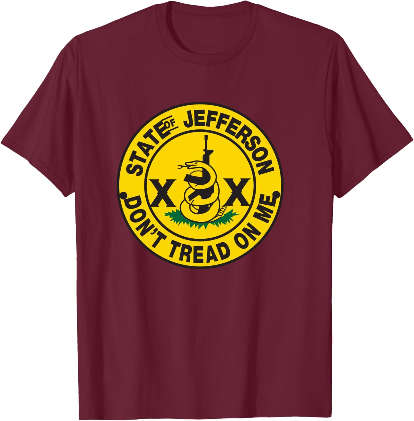 State of Jefferson Don't Tread on Me Shirt T-Shirt - T-Shirt | Maroon
