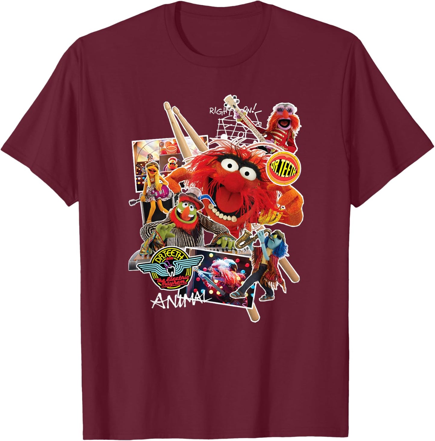 Disney Muppets Animal Dr. Teeth and The Electric Mayhem Small T-Shirt - T-Shirt | Maroon