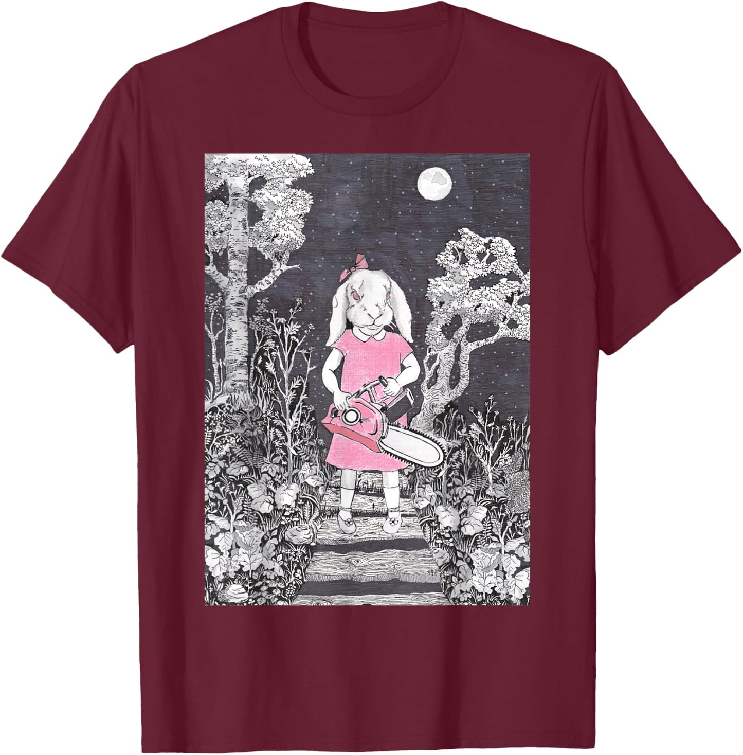 Creepy Chainsaw Bunny Goth Gothic Halloween Horror Darkness T-Shirt - T-Shirt | Maroon