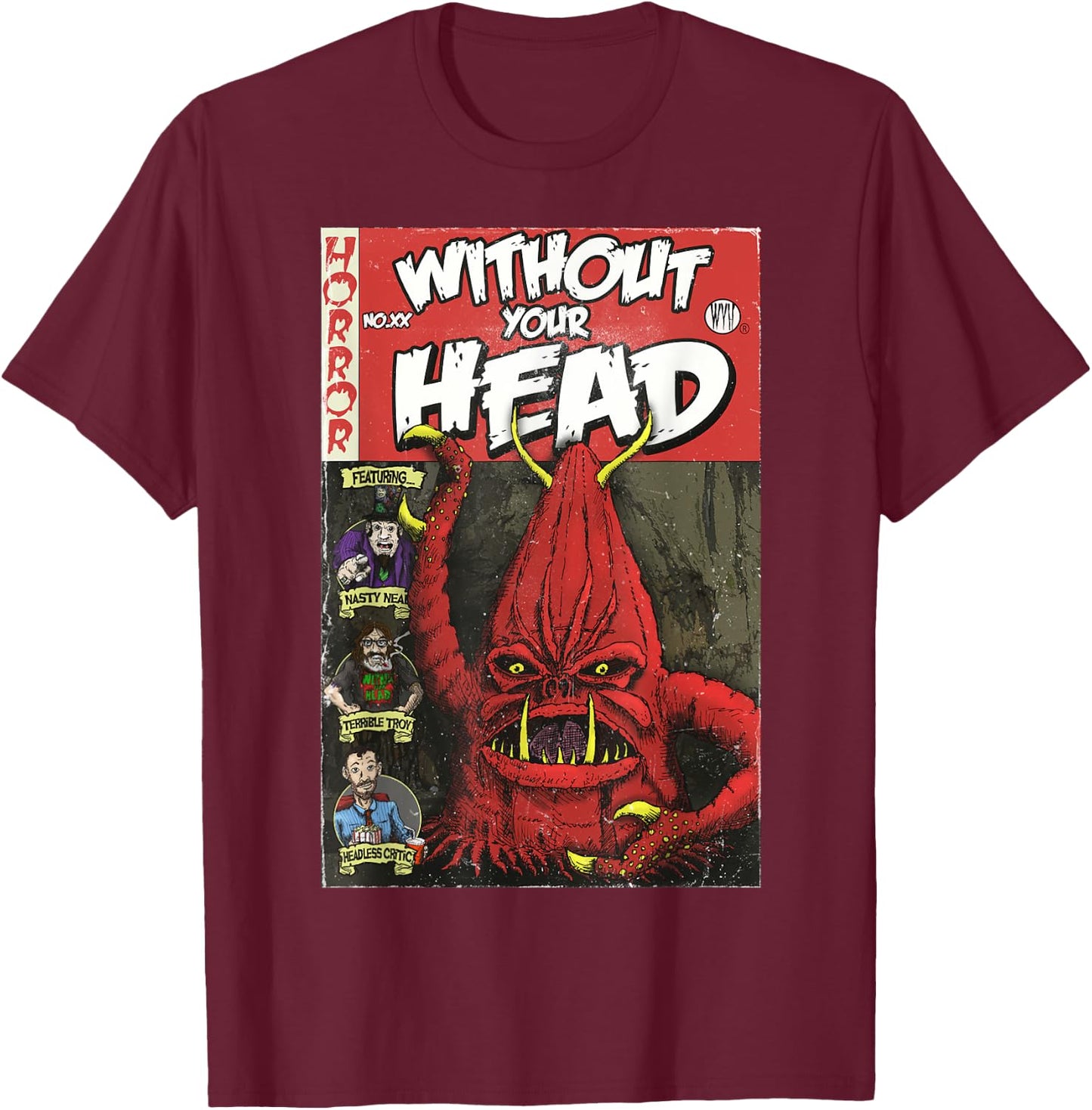 Vintage Comic Book B-Movie Monster T-Shirt - T-Shirt | Maroon