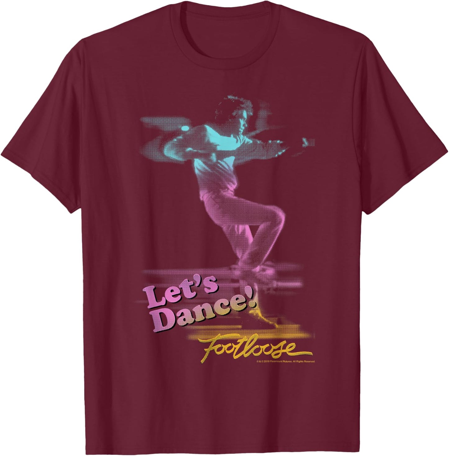 Footloose Let's Dance Neon Title Logo T-Shirt - T-Shirt | Maroon