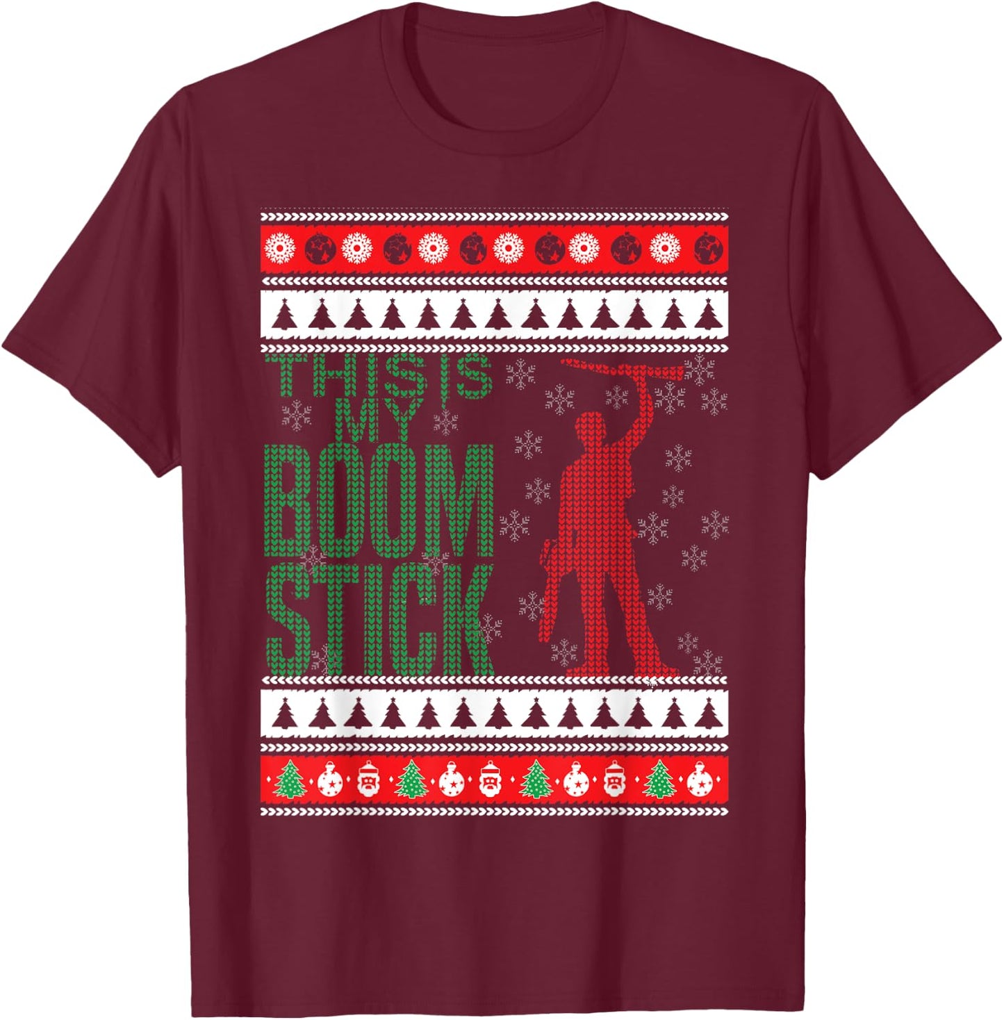 This Is My Boomstick Shotgun Christmas Snow Dead Evil T-Shirt - T-Shirt | Maroon