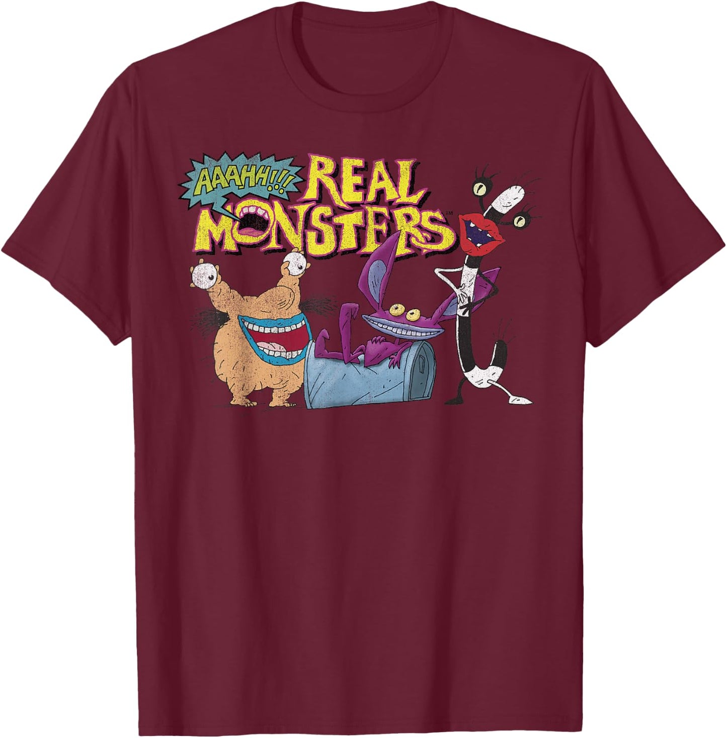 Aaahh!!! Real Monsters Friends Logo T-Shirt - T-Shirt | Maroon