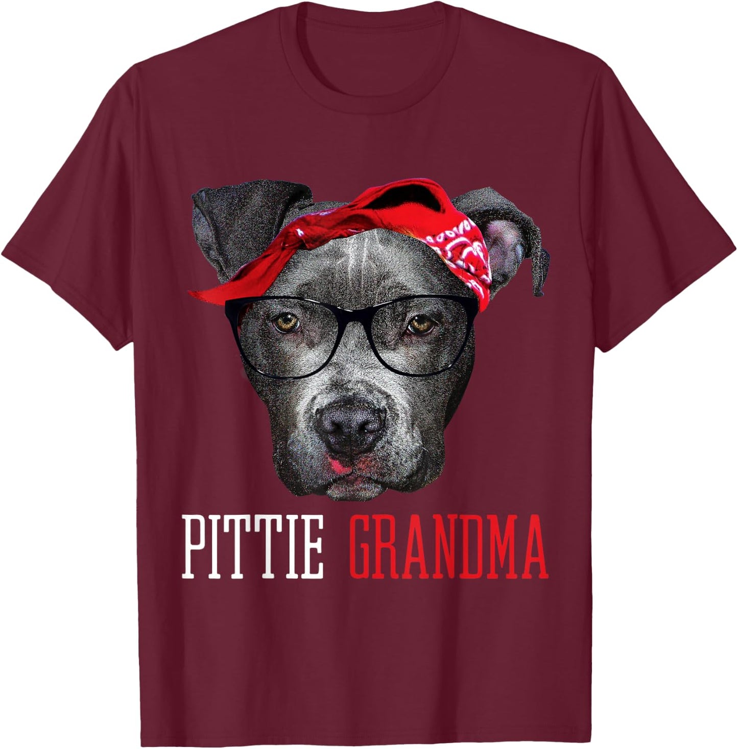Pittie Grandma Granny Pitbull Dog Lovers Gift Women T-Shirt - T-Shirt | Maroon