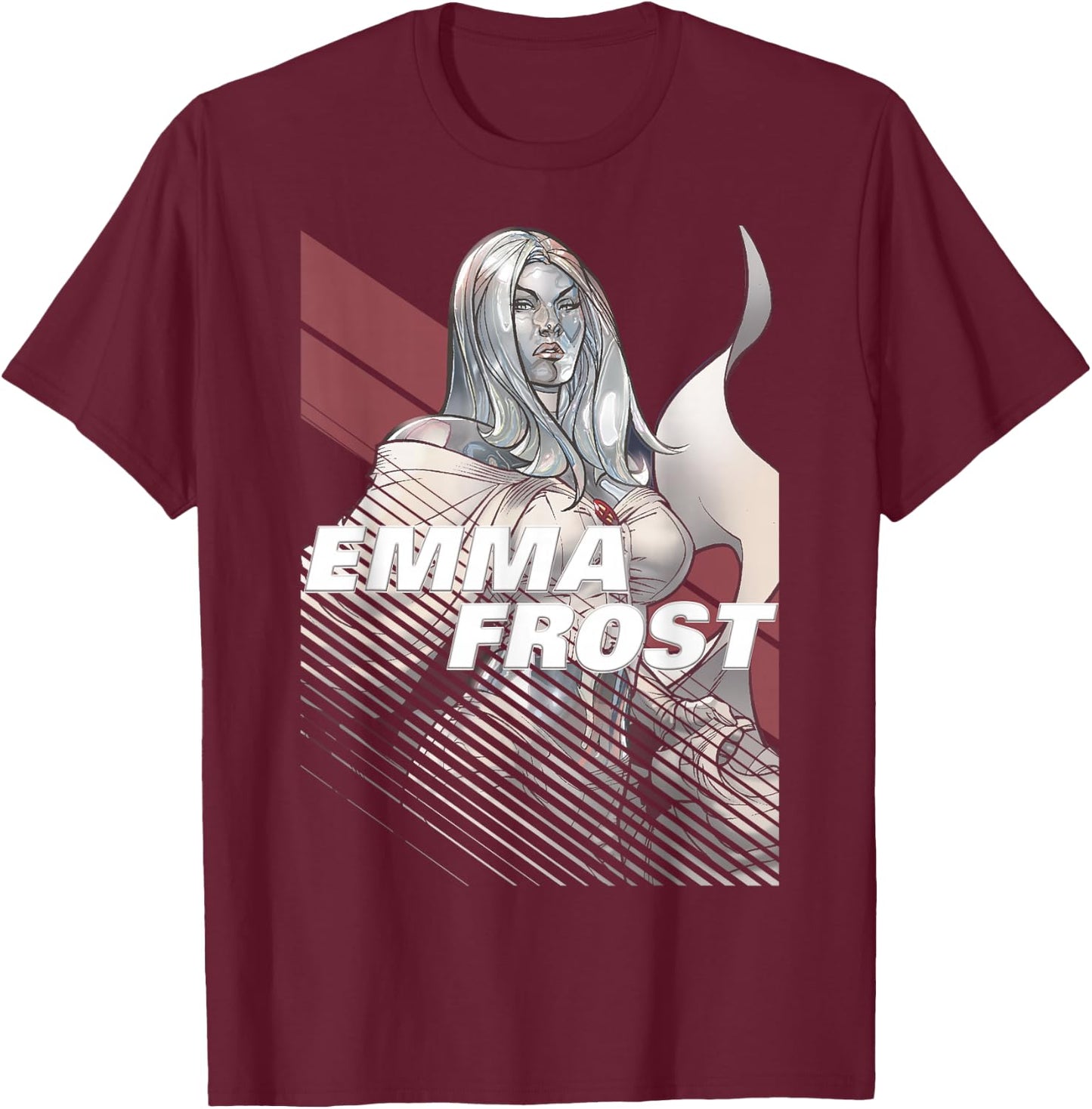 Marvel X-Men Emma Frost Moto-Stripe Fadeout Graphic T-Shirt - T-Shirt | Maroon