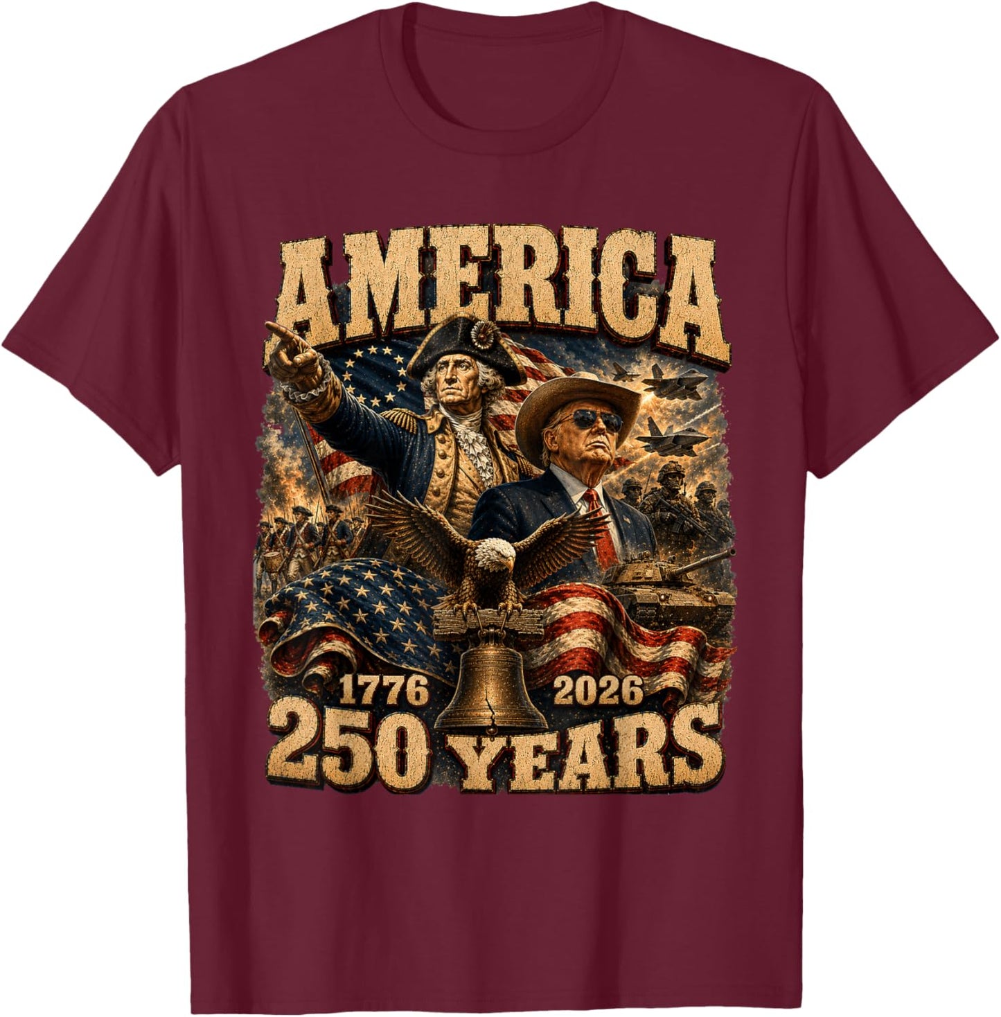 Washington Trump 250 Years of Leadership Patriotic USA T-Shirt - T-Shirt | Maroon