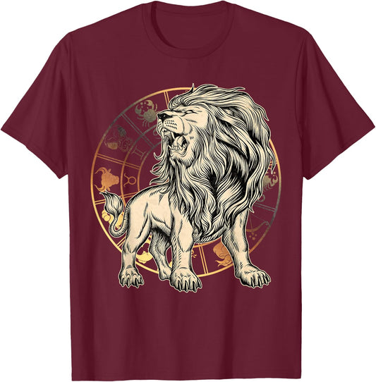 Leo Birthday Gift - Born in July-August - Zodiac Leo T-Shirt - T-Shirt | Maroon