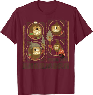Disney Moana Fear the Kakamora Tiki Style Group Portrait T-Shirt - T-Shirt | Maroon