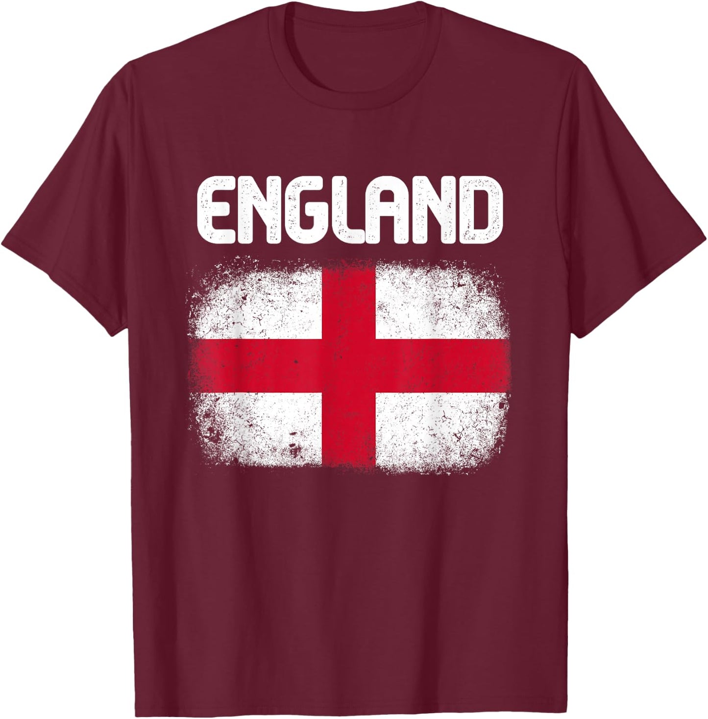 England National Flag Vintage Grunge English 2026 T-Shirt - T-Shirt | Maroon