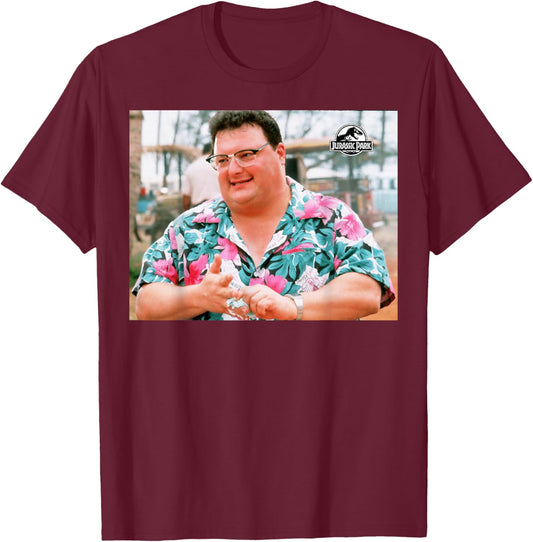 Jurassic Park Dennis Nedry Photoreal Small T-Shirt - T-Shirt | Maroon