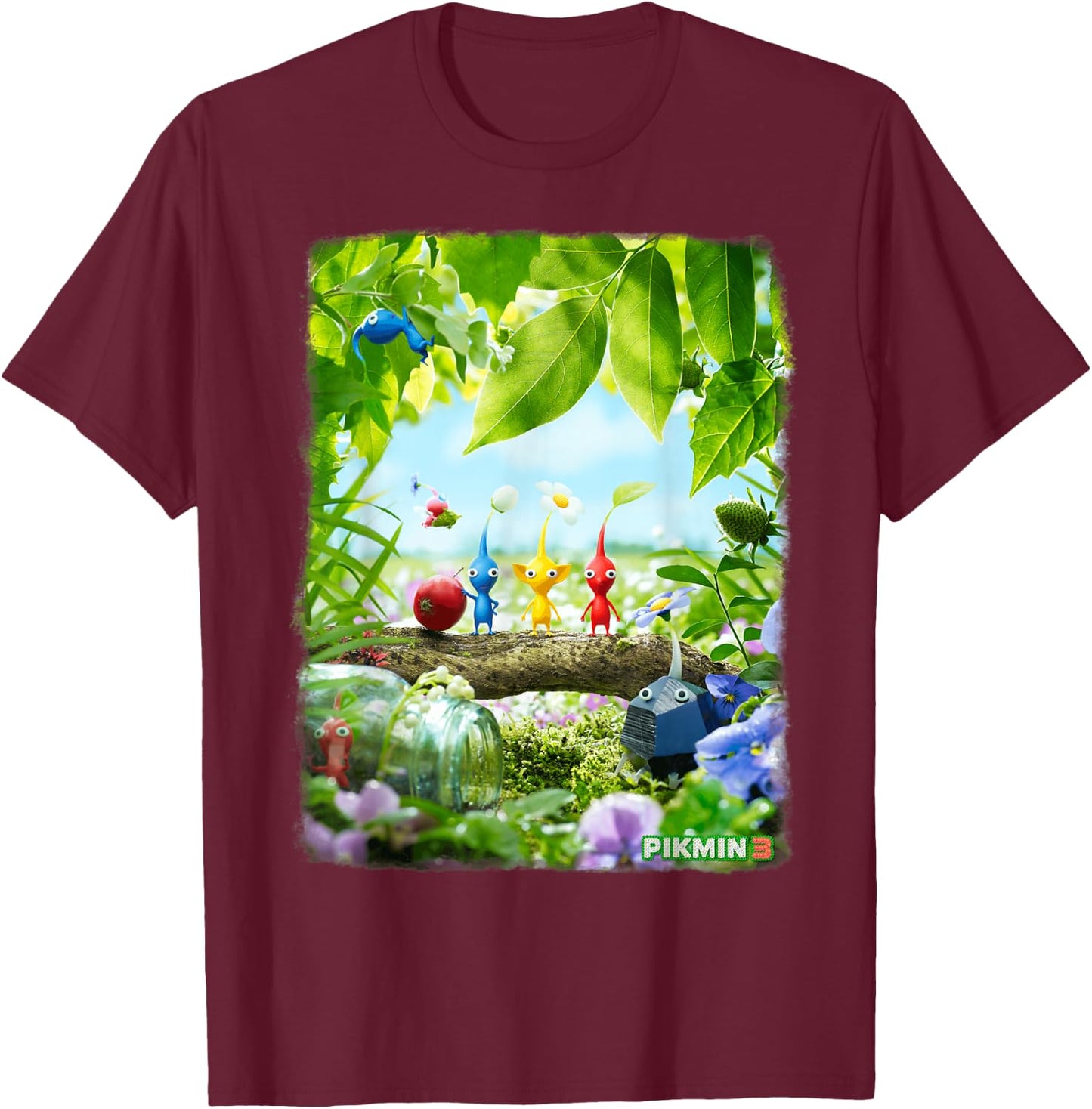 Nintendo Pikmin 3 Tree Group Shot Game Poster T-Shirt - T-Shirt | Maroon