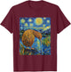 Funny Kiwi Bird - Van Gogh Style - Starry Night Graphic T-Shirt - T-Shirt | Maroon