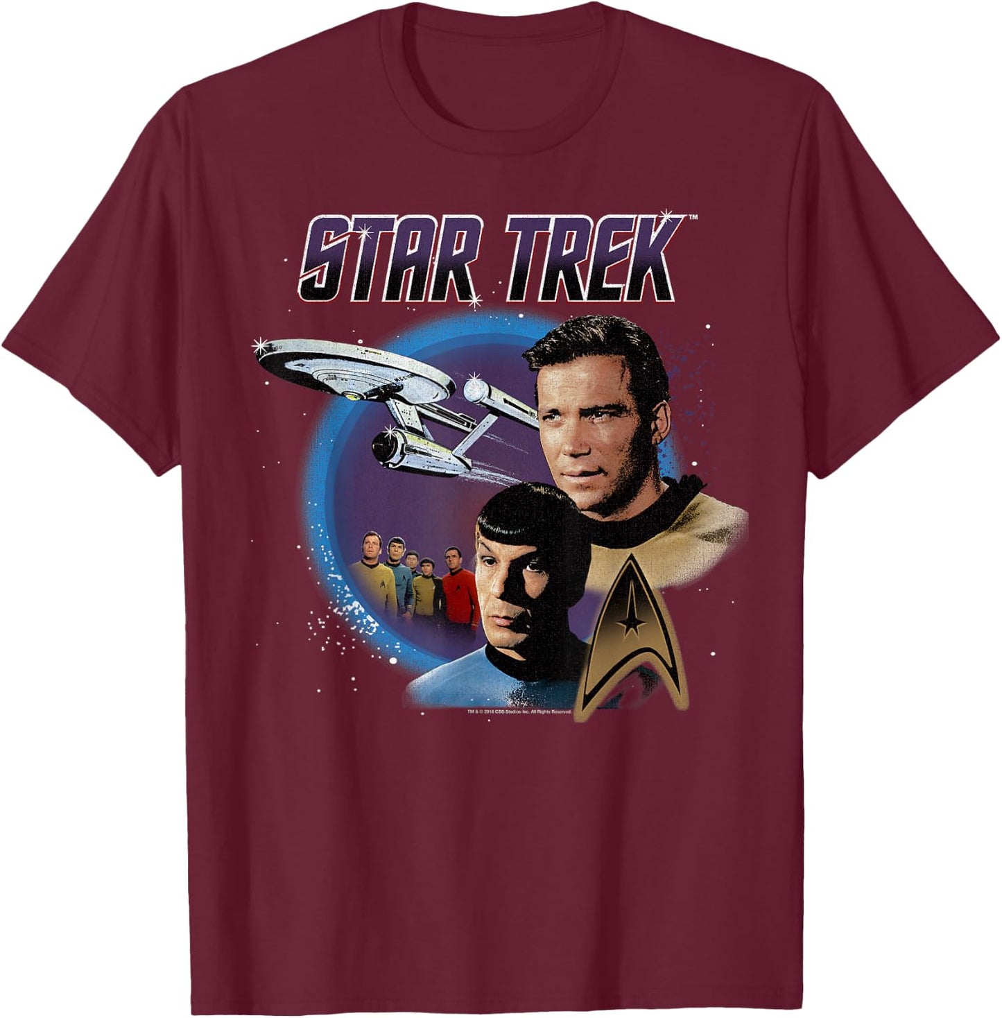 Star Trek Original Series Vintage Enterprise T-Shirt - T-Shirt | Maroon