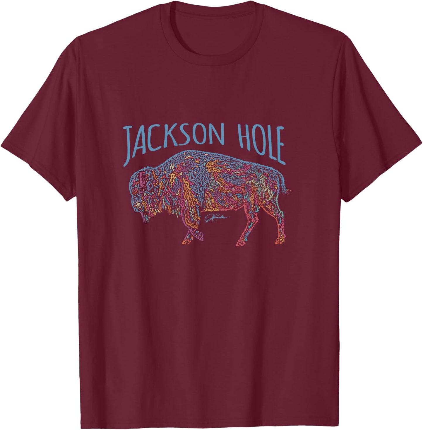 JCombs: Jackson Hole, Wyoming, American Bison T-Shirt - T-Shirt | Maroon