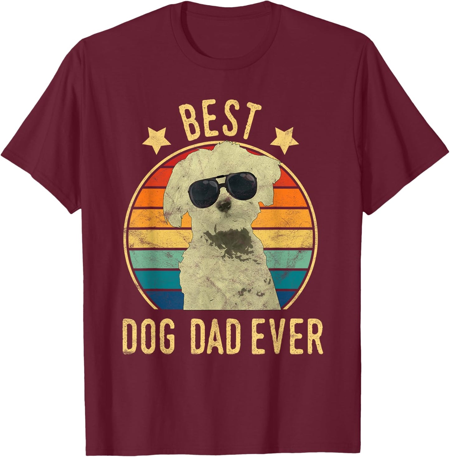 Best Dog Dad Ever Maltese Father's Day Gift Men T-Shirt - T-Shirt | Maroon