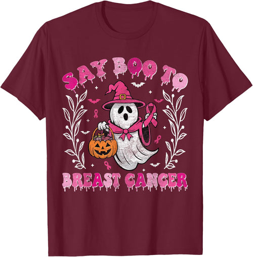 Say Boo to Breast Cancer Halloween Ghost Witch Breast Cancer
