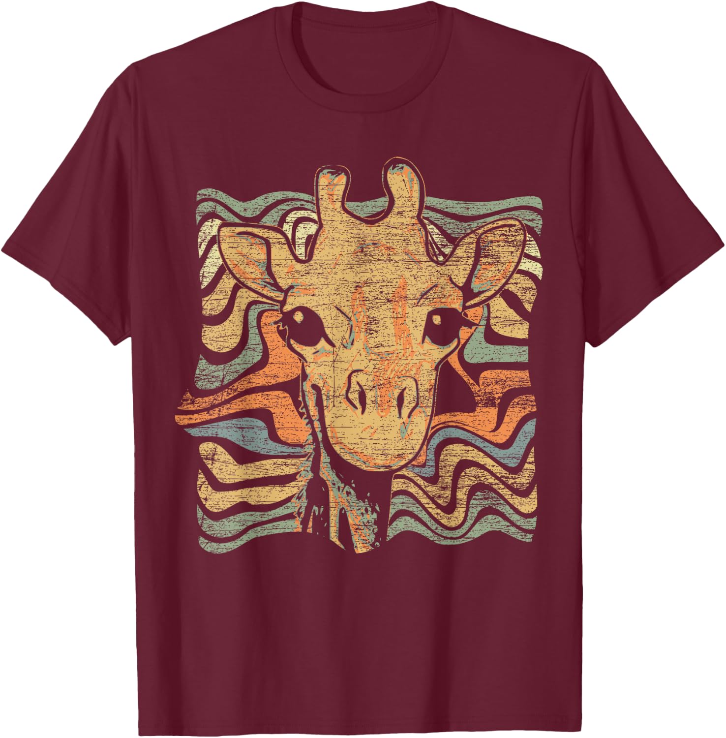 Vintage Animal Gifts Africa - Cute Giraffe T-Shirt - T-Shirt | Maroon