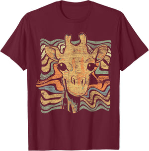 Vintage Animal Gifts Africa - Cute Giraffe T-Shirt - T-Shirt | Maroon