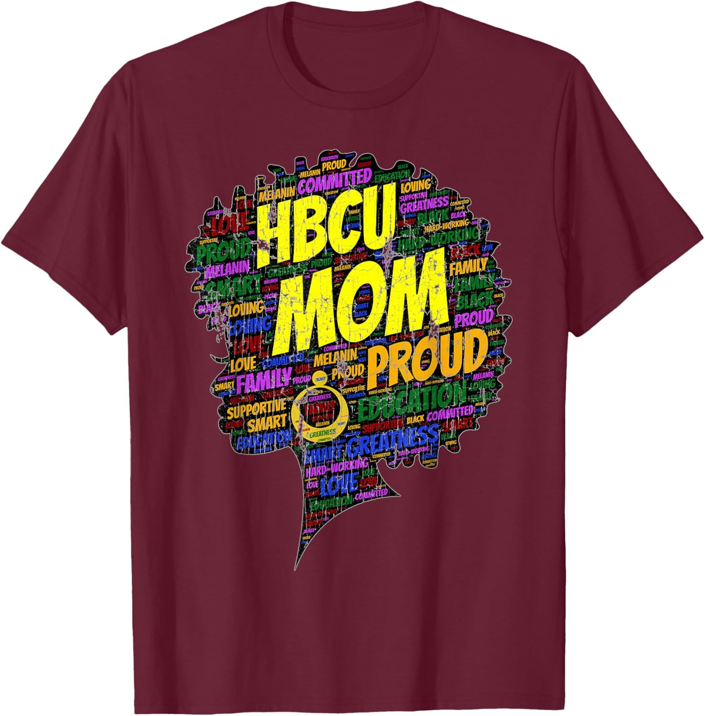 HBCU Mom Parent Graduation Afro Vintage T-Shirt - T-Shirt | Maroon