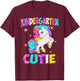 Kindergarten Cutie Unicorn Back to School T-Shirt - T-Shirt | Maroon