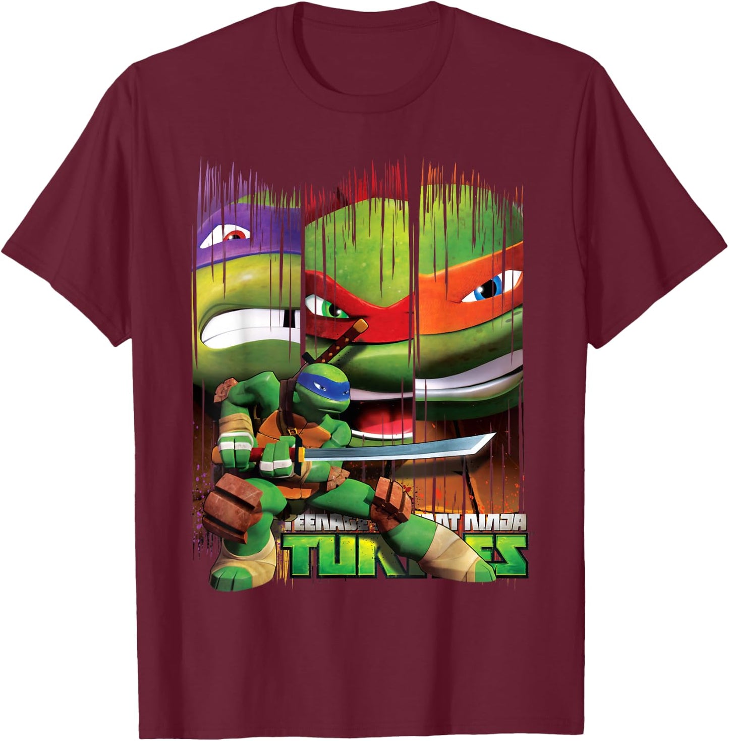 Teenage Mutant Ninja Turtles Leonardo Sword Stance T-Shirt - T-Shirt | Maroon