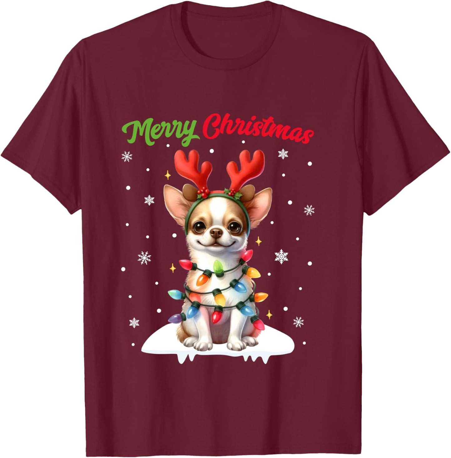 Christmas Pajamas Men Women Kids Christmas Chihuahua Dog T-Shirt - T-Shirt | Maroon