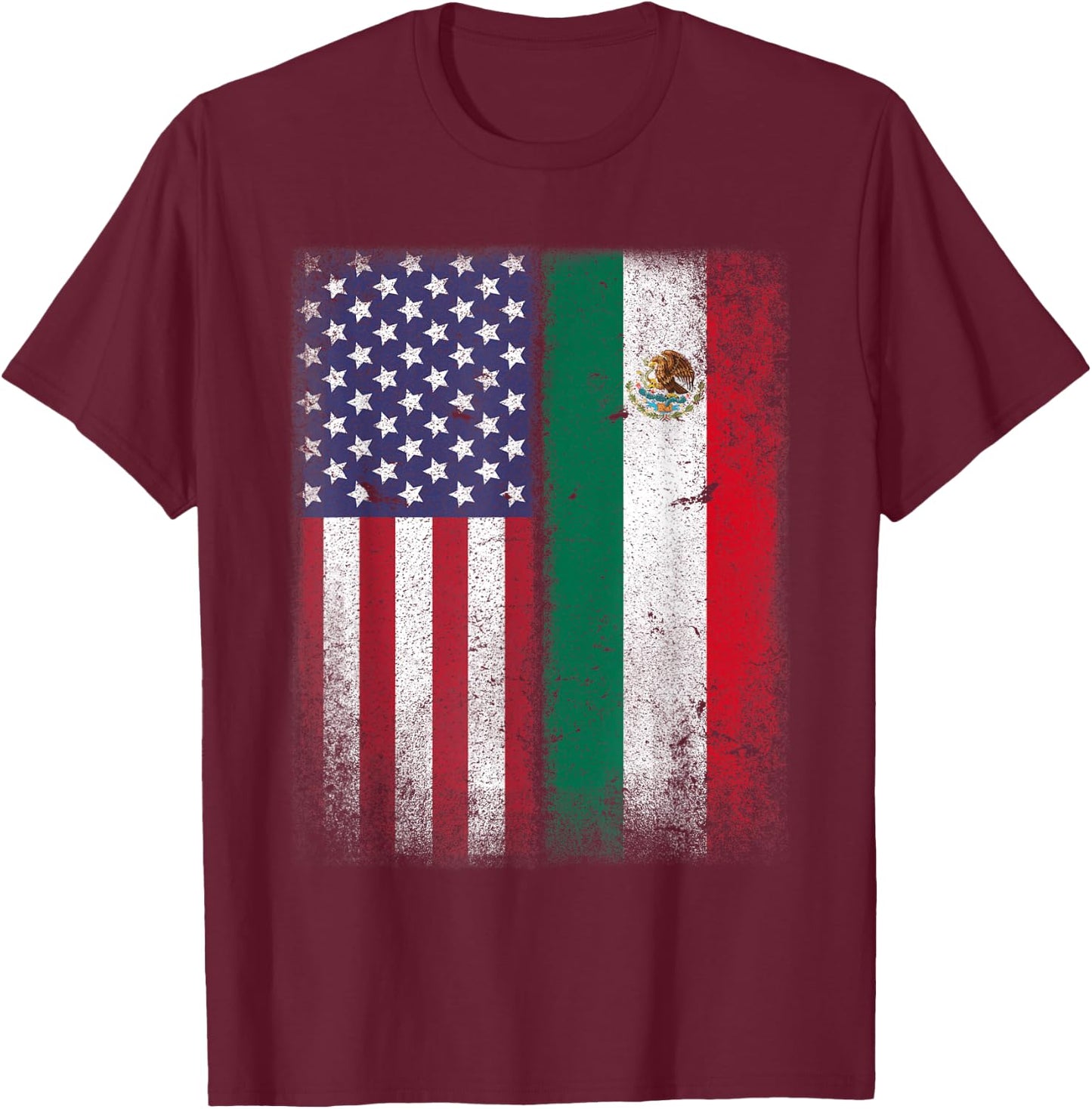 Mexican American Flag Mexico USA Mexicana Mexicano T-Shirt - T-Shirt | Maroon