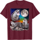 Howling Wolf Otters Moon Galaxy Parody T-Shirt - T-Shirt | Maroon