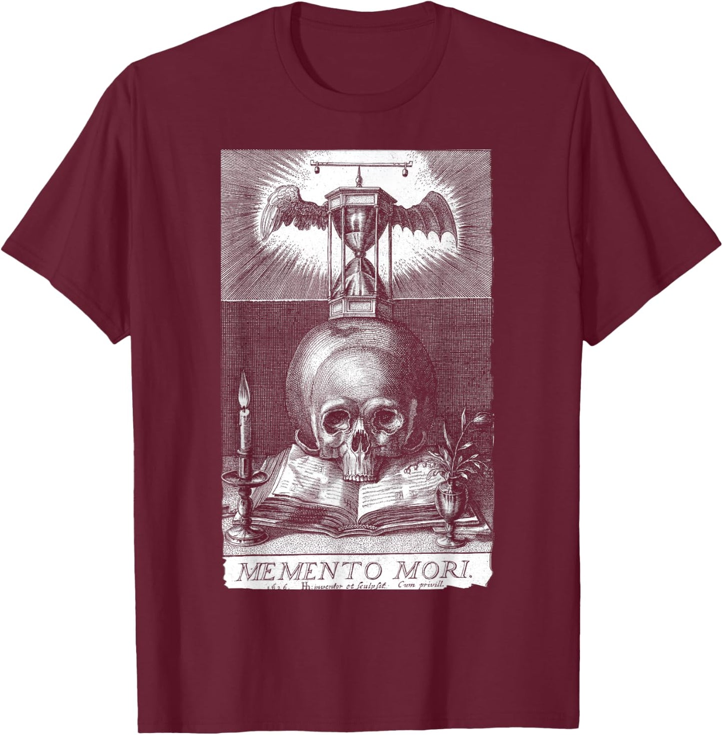 Memento Mori Stoicism Philosophy Philosopher Memento Mori Small T-Shirt - T-Shirt | Maroon