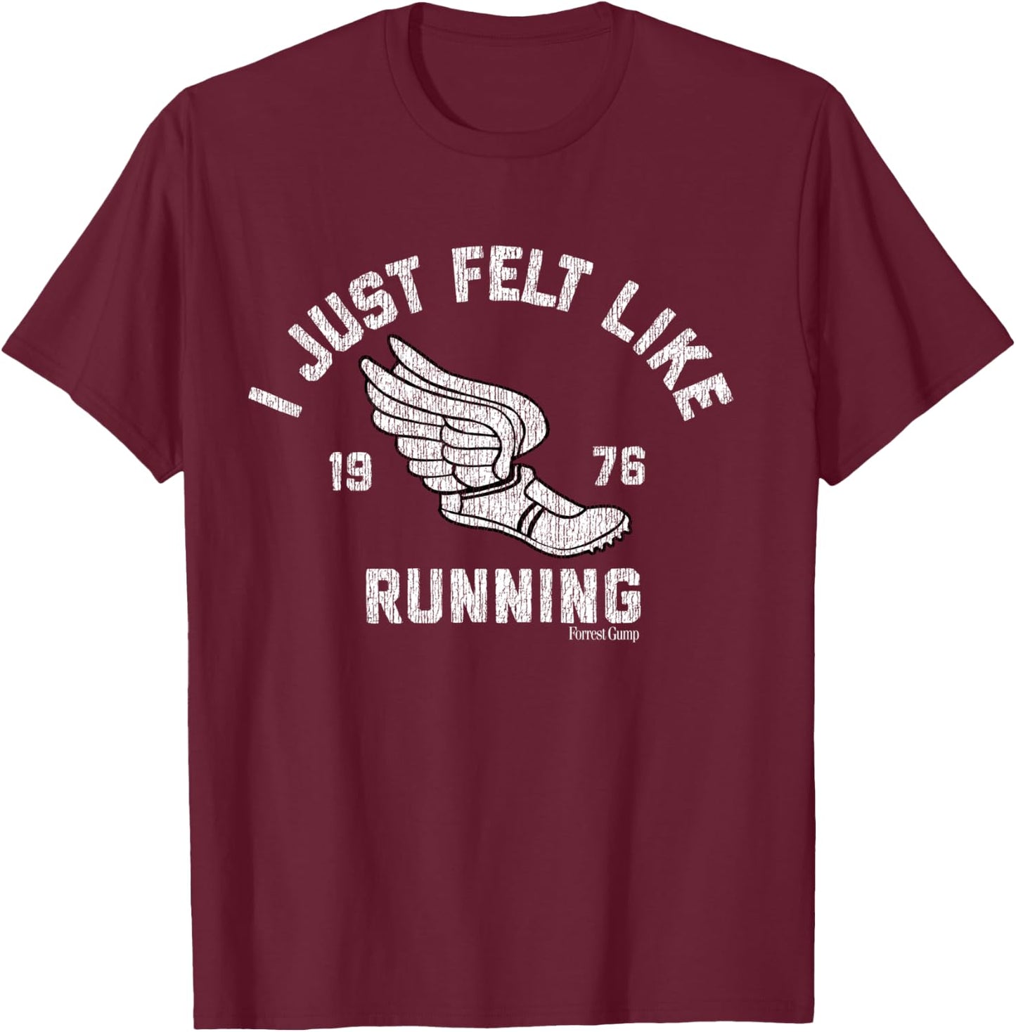 Forrest Gump I Just Felt Like Running 1976 Logo T-Shirt - T-Shirt | Maroon