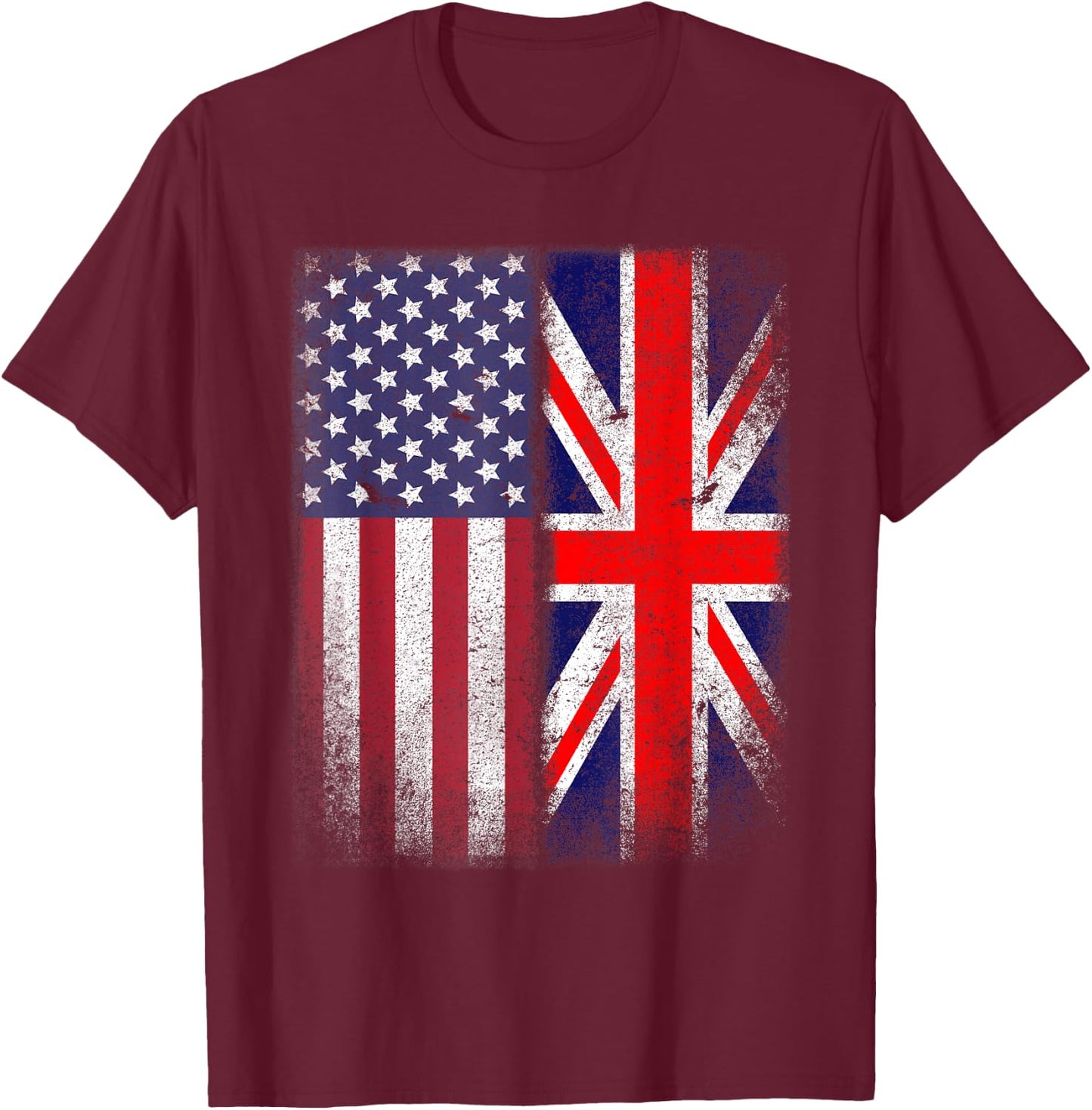 British American Flag Union Jack England Usa T-Shirt - T-Shirt | Maroon