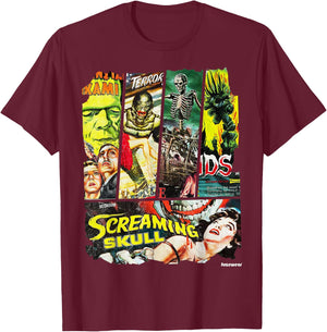 Vintage Style Sci Fi Horror Movie Poster Collage T-Shirt - T-Shirt | Maroon