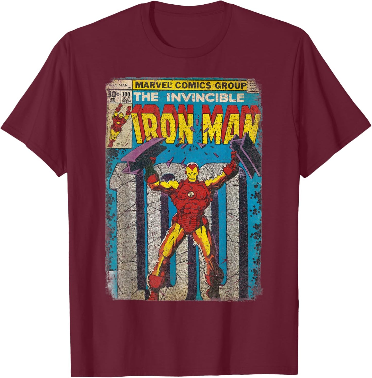 Iron Man Classic Retro Comic Vintage Cover Graphic T-Shirt - T-Shirt | Maroon
