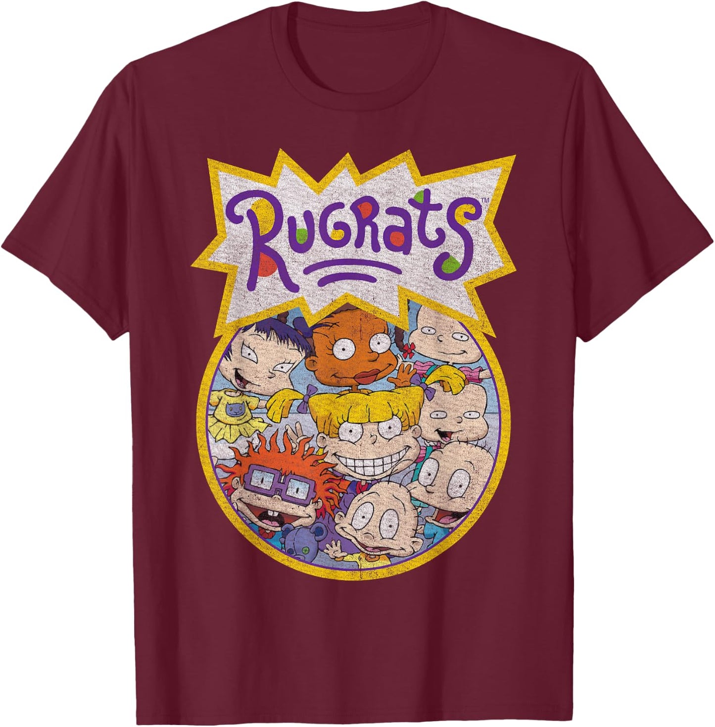 Rugrats Every Baby Vintage Circle Title Graphic T-Shirt - T-Shirt | Maroon