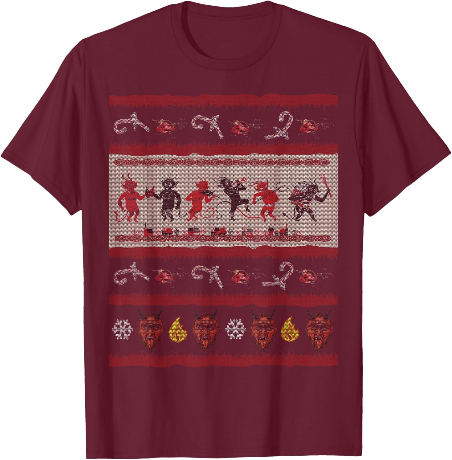 Krampus Party Ugly Christmas Design T-Shirt - T-Shirt | Maroon